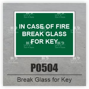 P0504 - In Case of Fire Break Glass for Key