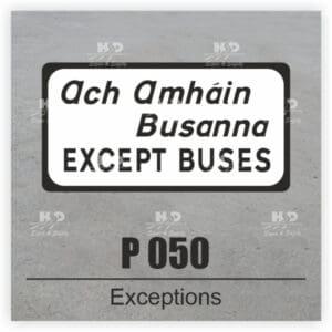 P050 - Supplementary Plate- Exceptions - Buses