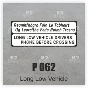 P062 - Supplementary Plate - Long Low Vehicles