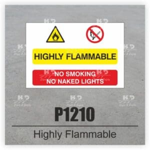 P1210 - Highly Flammable No Smoking No Naked Flames