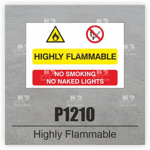 P1210 - Highly Flammable No Smoking No Naked Flames