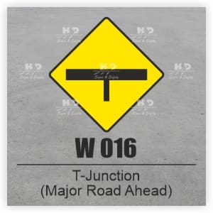 W016 - T-Junction (Major Road) Ahead