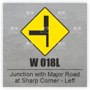 W018L - Junction with Major Road at Sharp Corner - Left