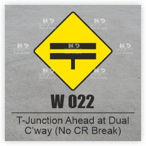 W022 - T-Junction Ahead at Dual Carriageway (No Central Reserve Break)