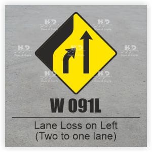 W091L - Lane Loss (Two to One Lane) - Left