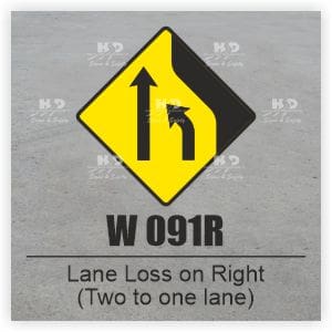 W091R - Lane Loss (Two to One Lane) - Right