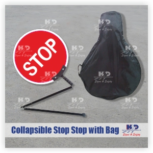 Stop/Stop Sign with Collapsible Handle and Bag