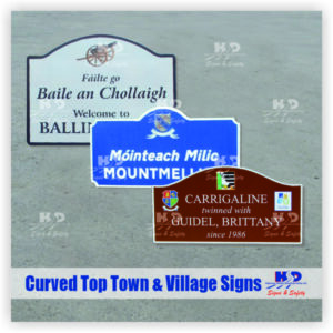 Curved Top Town and Village Signs - RA1 (ready to mount onto poles)